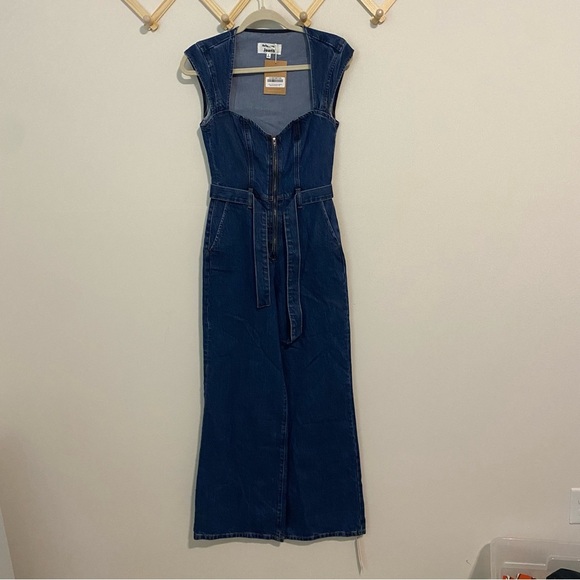 NWT Reformation Calypso Wide Leg Denim Jumpsuit size 0 - Picture 2 of 16